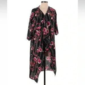 LuLaRoe Shirley Kimono Swim Cover Up Black Floral Size S Small Fits Sizes 0-8